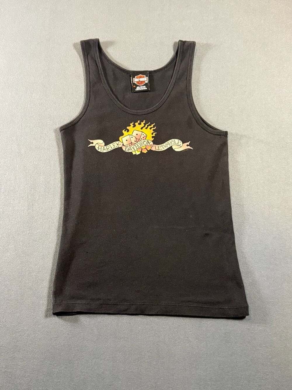 Harley Davidson Let It Roll Tank Top Size XL Black Dice Denver Colorado